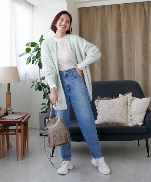 カーディガン フォックスカシミヤ前後2wayルーズカーデニット レディース Jines カーディガン フォックスカシミヤ前後2wayルーズカーデ