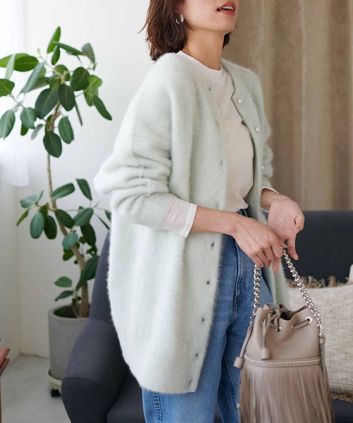 Jines（ジネス） カーディガン フォックスカシミヤ前後2wayルーズ