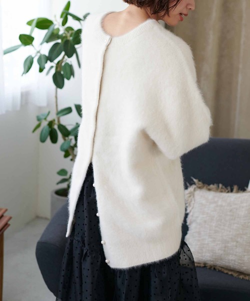 カーディガン フォックスカシミヤ前後2wayルーズカーデニット レディース Jines カーディガン フォックスカシミヤ前後2wayルーズカーデ