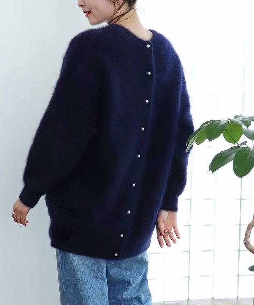 カーディガン フォックスカシミヤ前後2wayルーズカーデニット レディース Jines カーディガン フォックスカシミヤ前後2wayルーズカーデ