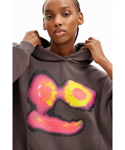 トレーナー スウェット 「Desigual×Collina Strada」グラフィティフェイス フーディー レディース Desigual トレーナー スウェット 「Desigual×Collina Strada