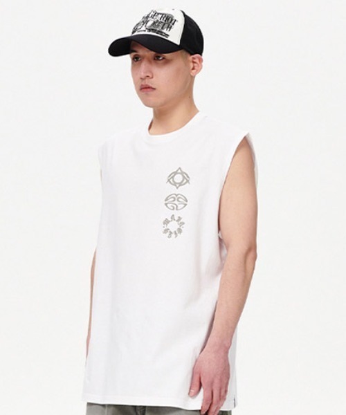 タンクトップ ノースリーブ 「mahagrid/マハグリッド」 PRINTED SLEEVELESS KNIT/プリントスリーブレスニット レディース MAHAGRID タンクトップ 「mahagrid/マハグリッド」 ECLIPSE