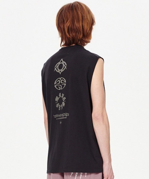 タンクトップ ノースリーブ 「mahagrid/マハグリッド」 PRINTED SLEEVELESS KNIT/プリントスリーブレスニット レディース MAHAGRID タンクトップ 「mahagrid/マハグリッド」 ECLIPSE