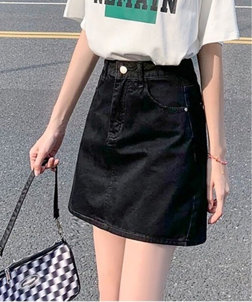 patou デニムミニスカート　黒 スカート 台形デニムミニスカート : ZOZOTOWN Yahoo!店 - 通販 - Yahoo