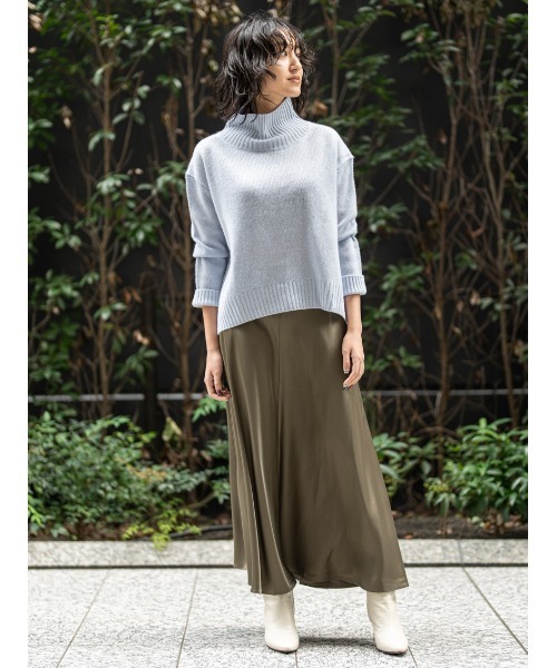 【美品】GREED international スカート　ブルー　シルク　M 美品】GREED international スカートブルーシルクM