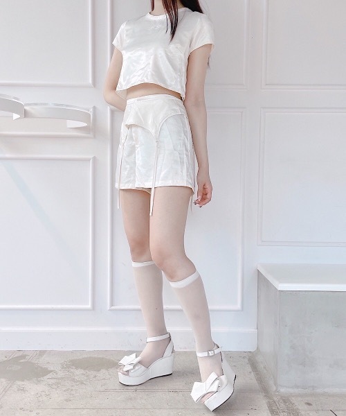 lilLilly パンツ サテンガーターショートパンツ レディース