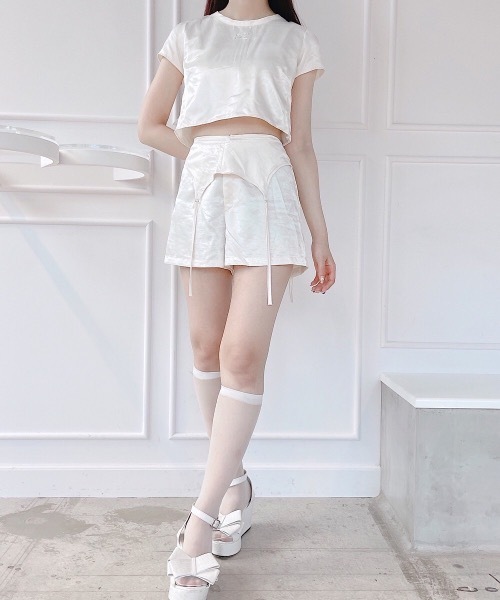 lilLilly パンツ サテンガーターショートパンツ レディース