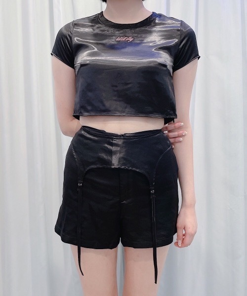 lilLilly パンツ サテンガーターショートパンツ レディース