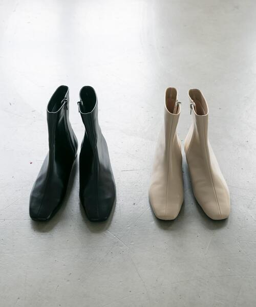 スクエアトゥローヒールショートブーツ　Mサイズ URBAN RESEARCH（アーバンリサーチ） ブーツ 「MADE IN JAPAN
