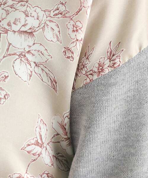 LAURA ASHLEY / ローラ アシュレイ 【Lサイズあり／3colors／同柄アイテムあり】ポリントン ローゼズ柄 パネルニットカーディガン LAURA ASHLEY カーディガン 「Lサイズあり／3colors／同柄