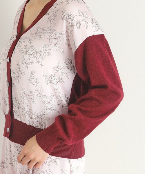 LAURA ASHLEY / ローラ アシュレイ 【Lサイズあり／3colors／同柄アイテムあり】ポリントン ローゼズ柄 パネルニットカーディガン LAURA ASHLEY カーディガン 「Lサイズあり／3colors／同柄