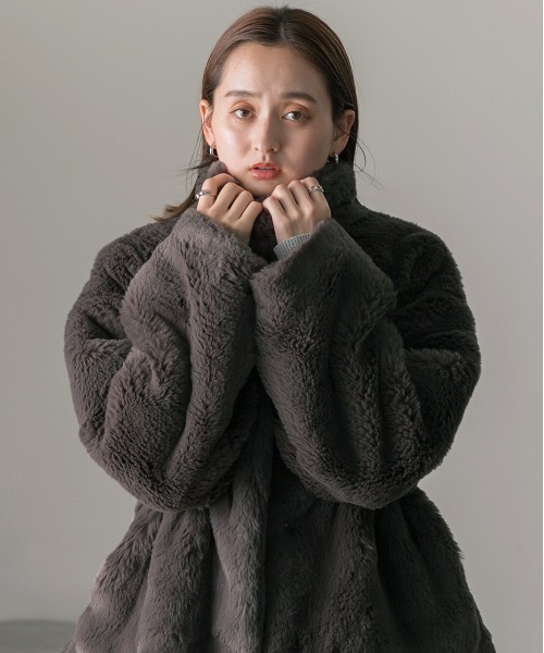 ad thie（アドティエ） コート アウター スタンドカラー フェイク