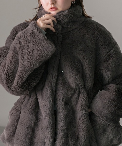 ad thie（アドティエ） コート アウター スタンドカラー フェイク
