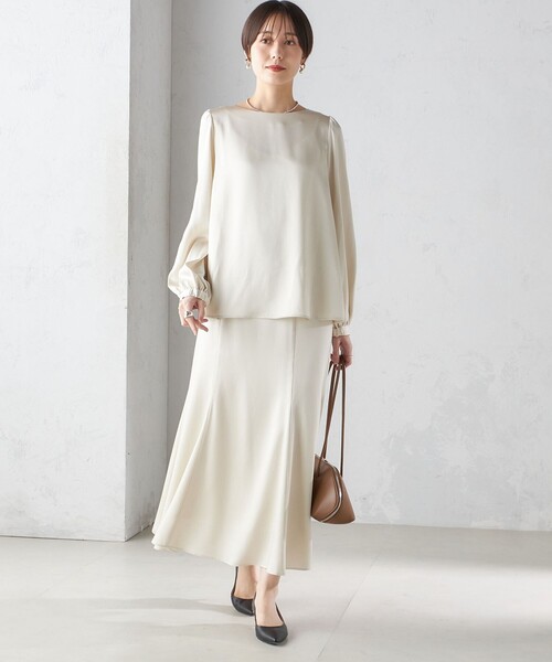 SHIPS for women / シップスウィメン 〈結婚式・パーティ〉【SHIPS別注】troisiemeCHACO:〈手洗い可能〉サテン リボン ブラウス 結婚式・パーティ〉【SHIPS別注】troisiemeCHACO:〈手洗い可能