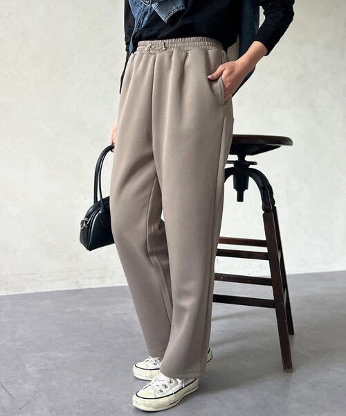 Chez toi パンツ 軽量ボンディングウエストドロストパンツ