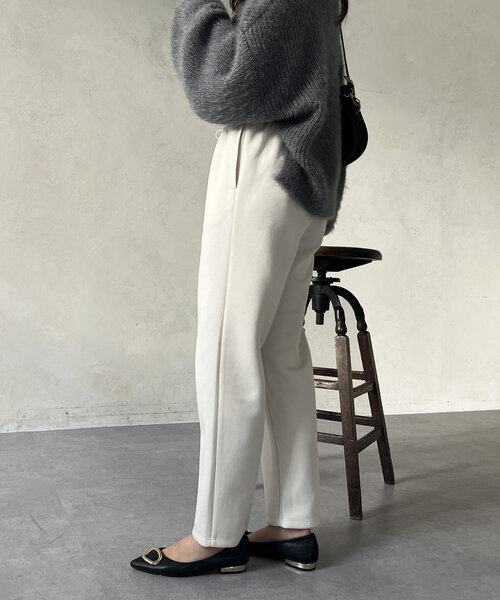 Chez toi パンツ 軽量ボンディングウエストドロストパンツ