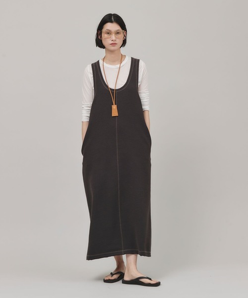 Curensology ロングワンピース ノースリーブ ブラウン 36サイズ