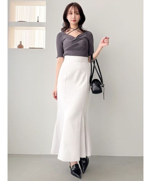 dazzlin トップス コンパクトギャザーシアーニットトップス[品番：MKSW0063749]｜dazzlin