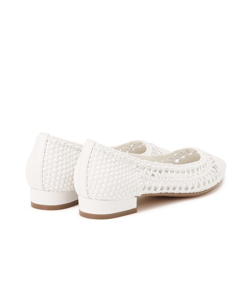 美品 ダイアナ ホワイト メッシュ パンプス フラット ポイン