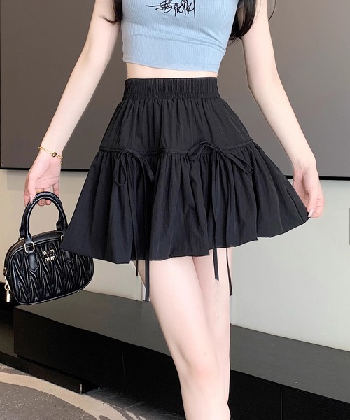 WESTSEA（ウエストシー） スカート リボン付 フレアミニスカート
