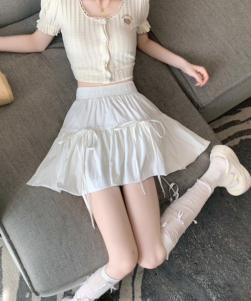 WESTSEA（ウエストシー） スカート リボン付 フレアミニスカート