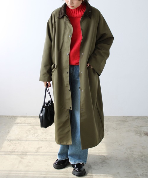 「GeeRA」 ステンカラーコート MEDIUM カーキ レディース_画像4