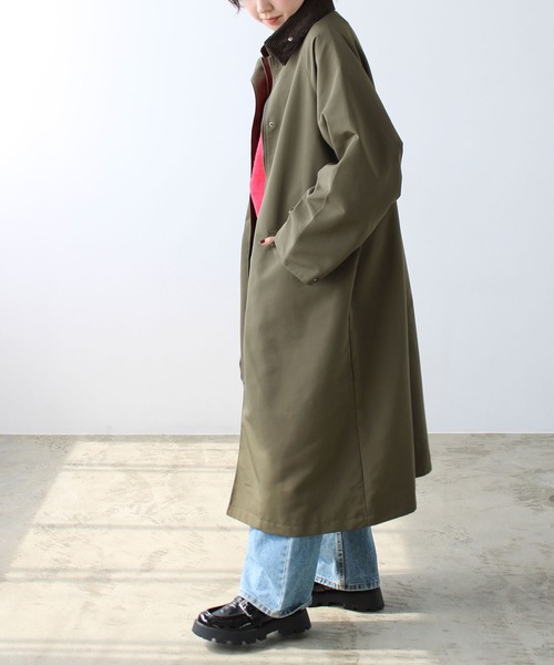 「GeeRA」 ステンカラーコート MEDIUM カーキ レディース_画像5