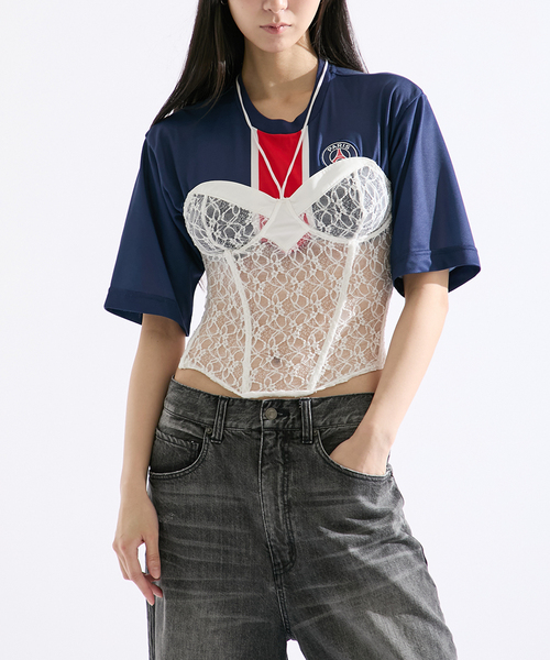 tシャツ 「Paris Saint-Germain / パリ・サン＝ジェルマン」 REMAKE CORSET GAME SHIRT レディース
