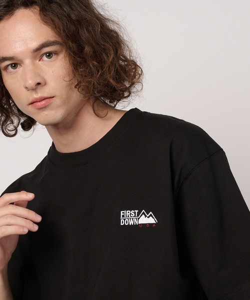 90s ダウンタウン DownTown Tシャツ M ブラック シングル FIRST DOWN（ファーストダウン） tシャツ ショートスリーブ Tシャツ