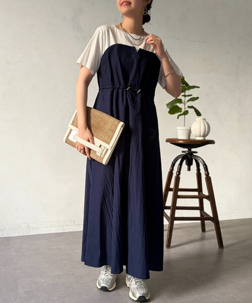 は*く様 タグ付。新品。シェリエワンピース Chez toi（シェトワ） ワンピース ビスチェ見えドッキングワンピース