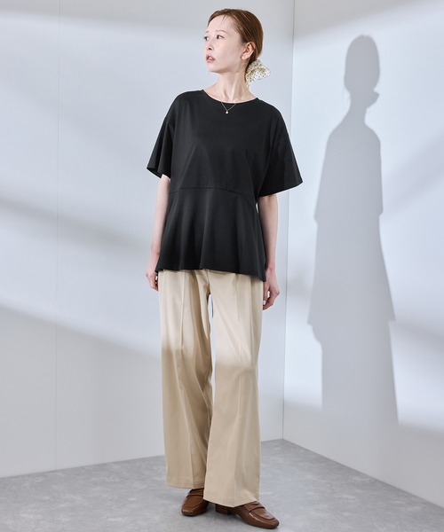 tシャツ カットツイルペプラムトップス レディース ROPE' PICNIC tシャツ 「UVカット・接触冷感」Cutee 着丈が
