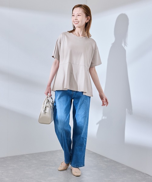 tシャツ カットツイルペプラムトップス レディース ROPE' PICNIC tシャツ 「UVカット・接触冷感」Cutee 着丈が