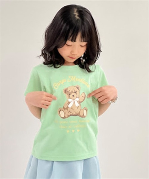 axes femme（アクシーズ ファム） tシャツ ほほえみくまさん柄Tシャツ