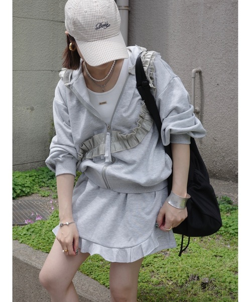 パーカー design frill parka レディース