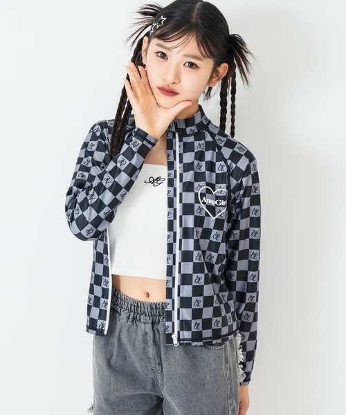ANAP GiRL（アナップガール） ラッシュガード チェック ロゴ ラグラン
