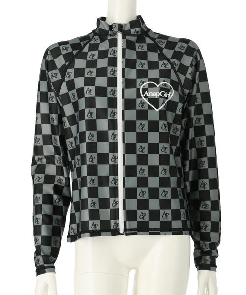 ANAP GiRL（アナップガール） ラッシュガード チェック ロゴ ラグラン