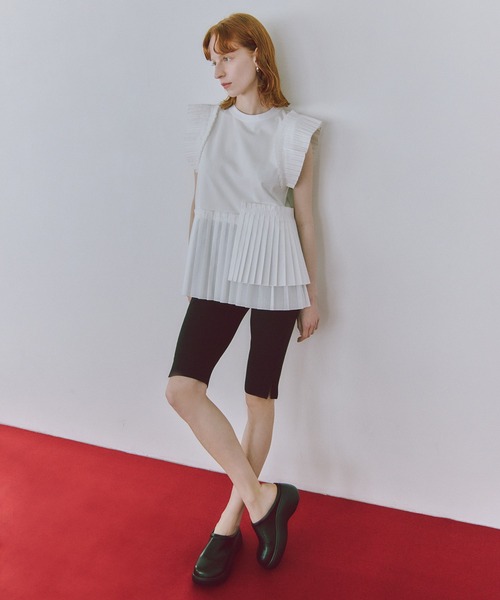 ADAM ET ROPE' tシャツ 「サステナブル」プリーツコンビプル