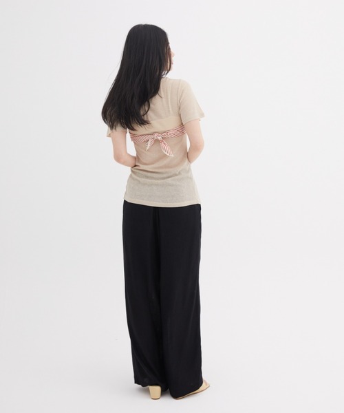 ハーフスリーブT FUULLY STUDIO tシャツ センタースリットシアーハーフスリーブ