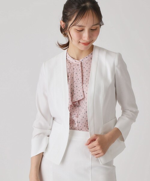 アンタイトル　洗えるノーカラージャケット　麻風　タグ付新品　白　日本製　M相当 UNTITLED OFFICIAL SITE｜アンタイトル オフィシャルサイト