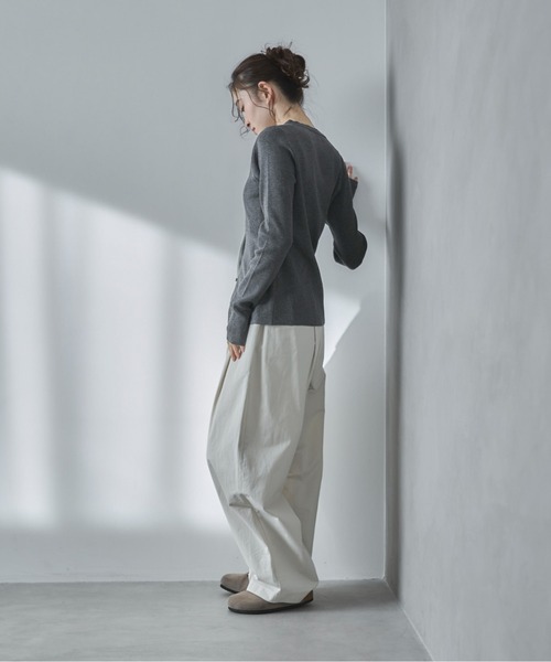 ワイドパンツ パンツ コクーンチノイージーパンツ レディースの画像