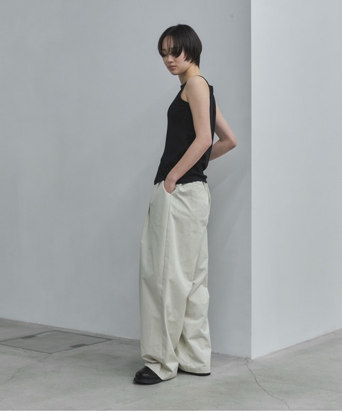 ワイドパンツ パンツ コクーンチノイージーパンツ レディースの画像