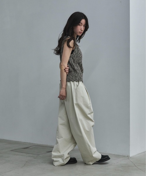 ワイドパンツ パンツ コクーンチノイージーパンツ レディースの画像