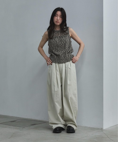 ワイドパンツ パンツ コクーンチノイージーパンツ レディースの画像