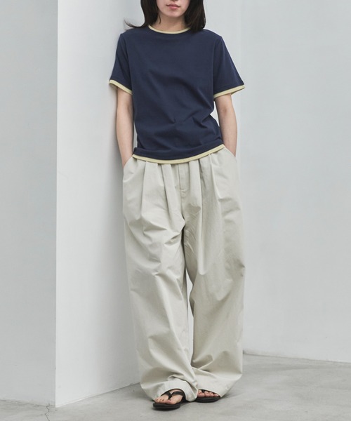 ワイドパンツ パンツ コクーンチノイージーパンツ レディースの画像
