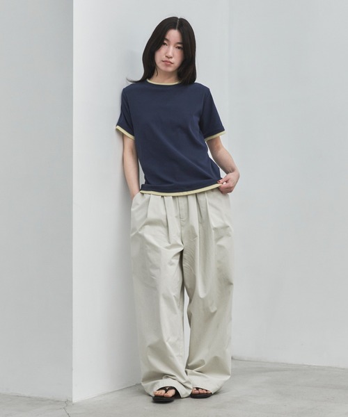 ワイドパンツ パンツ コクーンチノイージーパンツ レディースの画像