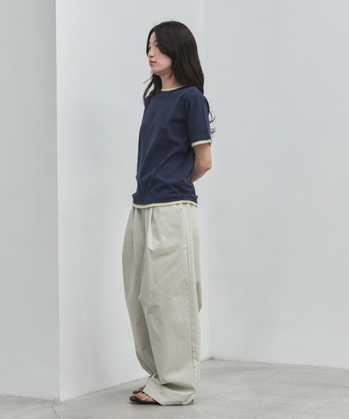 ワイドパンツ パンツ コクーンチノイージーパンツ レディースの画像