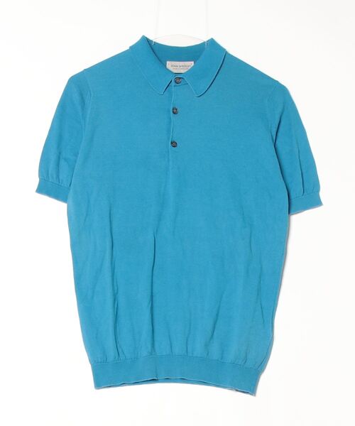 JOHN SMEDLEY ダークブルー ポロシャツ S JOHN SMEDLEY ジョンスメドレー ニットポロシャツ/ISIS シー