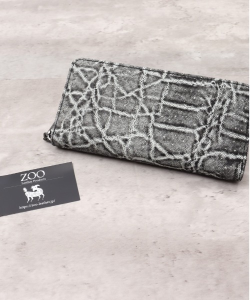 長財布 財布 ZOO ZLW-143 象革 クラッシュ加工 財布 メンズ レディースの画像