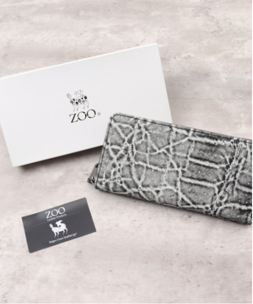 長財布 財布 ZOO ZLW-143 象革 クラッシュ加工 財布 メンズ レディースの画像