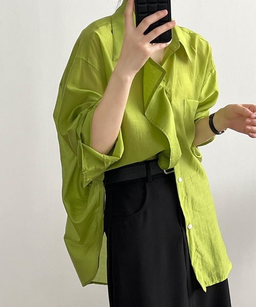 「aimoha」 長(zhǎng)袖シャツ MEDIUM グリーン レディース